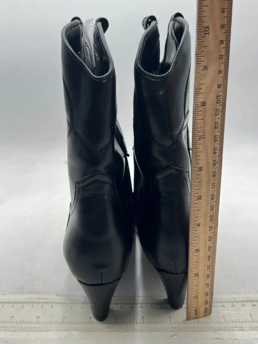 FSJ Black Square Toe Comfort Kitten Low Heel Ankle Boot Pull On Bootie Winter Co